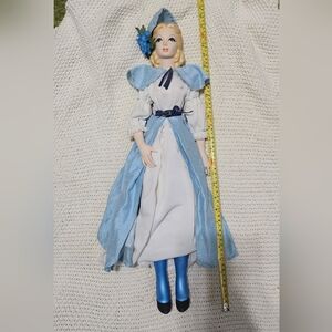 Vintage Large Blue and White Porcelain Doll with Hat